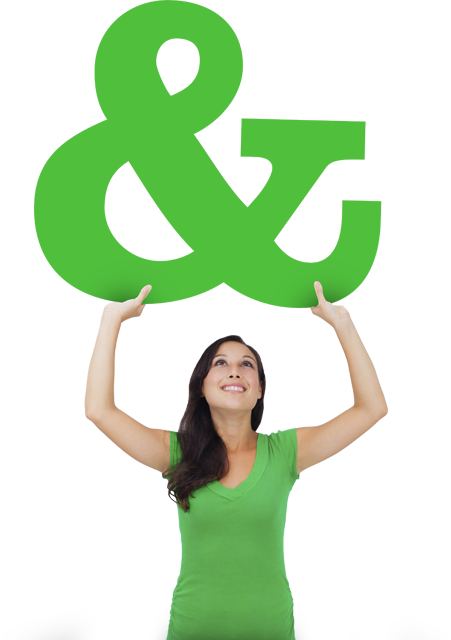 female holding ampersand