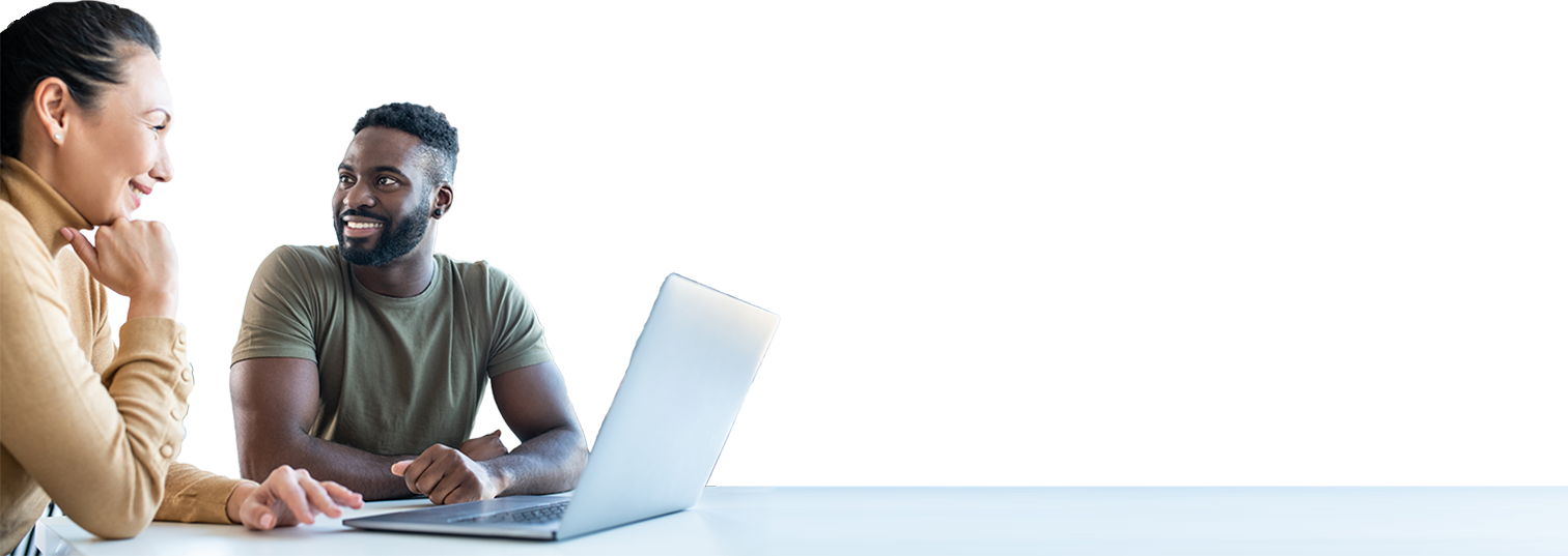 two people working on laptop